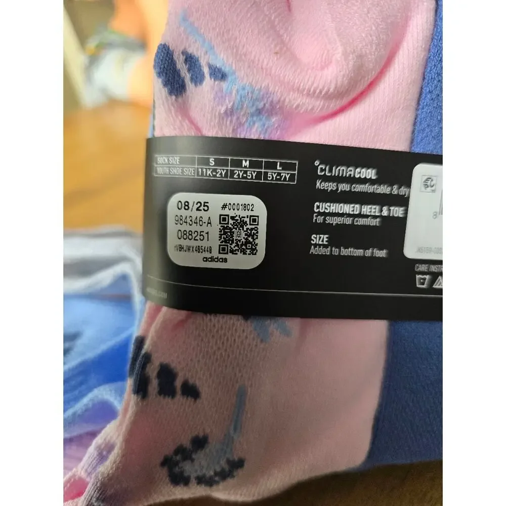 Adidas Girls' 6-Pack Athletic Cushioned Quarter Socks Multicolor Large (5Y-7Y)
